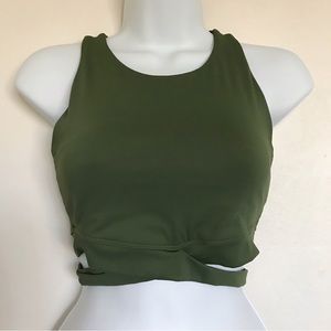 Montiel Activewear Green Kennedy Bra Size Small Crossover Hem Medium Impact